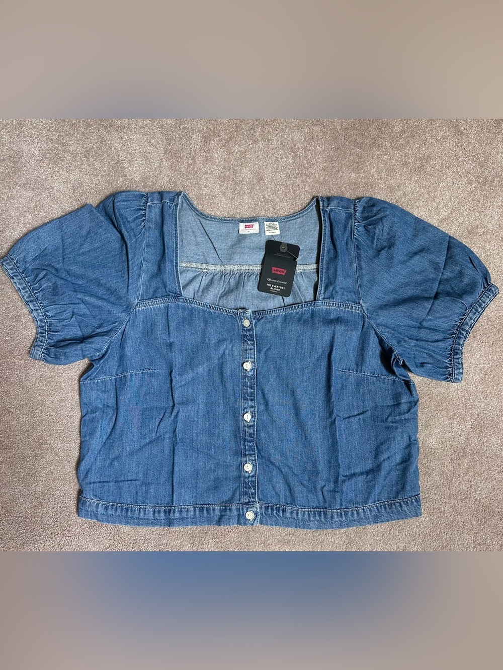 Levi's Womens Simone Denim Baby Doll Blouse Size XL New